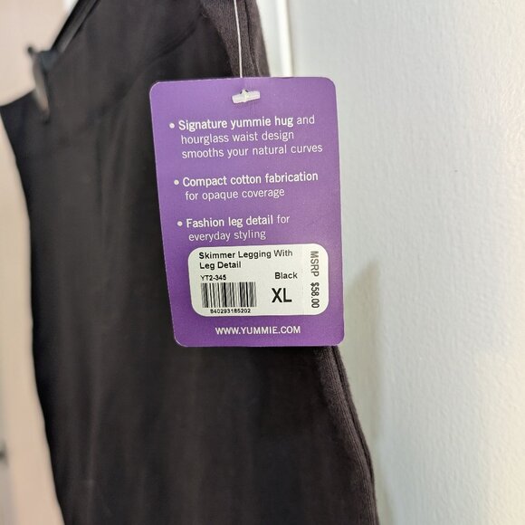 Yummie Black Cropped Leggings with Criss-Cross Detail Size XL NWT - Picture 2 of 4